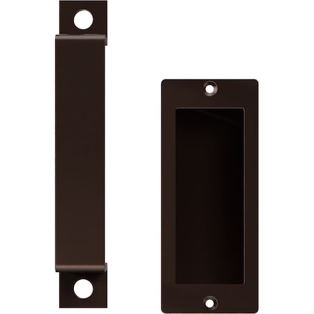 Ekena Millwork 7" Pull Handle & 6" Flush Pull for 1 3/4" Doors, Rustic Brown GB6001PP4076RB